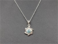 .50cts Blue Moissanite Pendant in sterling silver