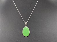 Green Chalcedony pendant in sterling silver