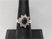 3cts Natural Blue Sapphire ring in sterling silver