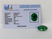 18.76cts Natural Emerald. Oval cut. IGL&I certifie