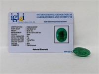 20.39cts Natural Emerald. Oval cut. IGL&I certifie