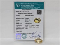 20.32cts Natural Citrine. Oval cut. ITLGR certifie