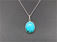 Turquoise Pendant in sterling silver