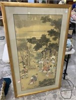 Large Asian Silk Screen Style Artwork
