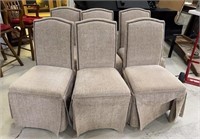 Six Parson Chair Beige Skirted Chairs