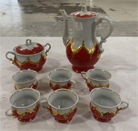 Tea Set Includes Teapot, Covered Sugar Bowl, 6 Tea