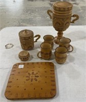 Set of Carved Wooden Pieces