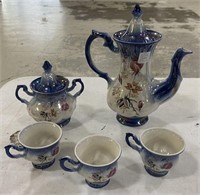 Tea Set. Floral Porcelain Teapot, Covered Sugar Bo