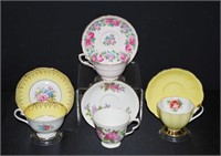 4 Vintage China Tea Cups & Saucers