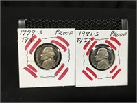 1979 & 81S Type II Jefferson Nickel Proofs