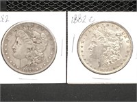 Three 1882 POS Morgan Silver Dollars