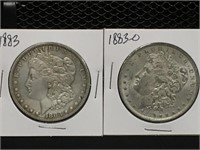 Three 1883 POS Morgan Silver Dollars