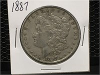 Three 1887 P&O Morgan Silver Dollars