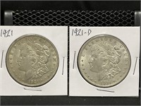 Three 1921 PD&S  Morgan Silver Dollars