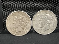 Four 1922 & 23 D&S Peace Dollars