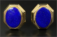 14K Gold & Blue Lapis Earrings 10.5g