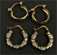 (2) Pairs Of Gold Earrings