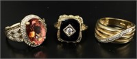 (3) 10K Gold Rings w/ Stones Total Weight 16.6g