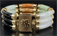 14K Gold & Jadeite 7" Bracelet