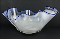 Susan Glass Signed Ruffled Glass Centerpiece 1977
