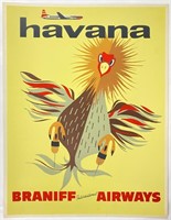 Original Braniff Airways Havana Rooster Poster