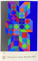 Original Vasarely 1972 Munich Olympic Poster