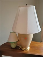 2 Cnt Glass Table Lamps W/ Shades