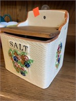 Ceramic Salt Container w/wood lid