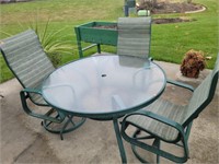 Round Glass Patio Table & 3 Chairs