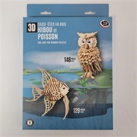 Casse-tête 3D hibou et poisson*