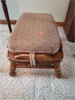 Wood Footstool W/ Cushion