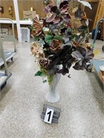 Large Vase W/ Artificial Flowers 22" T