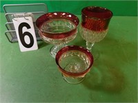 Ruby Red Indiana Glass Candy Dishes - Ruby Band-