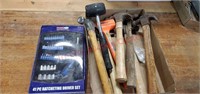 Lot of hammers, mallets, & Grip ratcheting driver