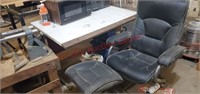 Desk, chair & ottoman,  microwave, more.