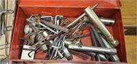 Metal tool box of hex keys, bolt looseners, &
