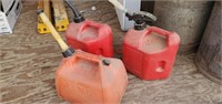 3 gas cans & contents.