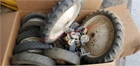 Lot of lawn mower wheels & various casters.