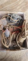 Antique pulleys and rope