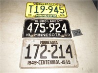 vintage minnesota license plates 1949 1953 1968