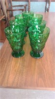 Set 7 Beautiful Green Vintage Glasses