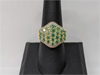 Vermeil/.925 Sterling Silver Green Stone Ring