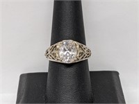 .925 Sterling Silver Lg CZ Ring