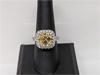 .925 Sterling Silver Square Citrine Ring