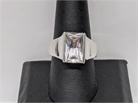 Sterling Ring with Large Rectangular CZ – 8.0 Gram