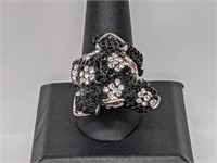 Crystal Poodle Dog Head Ring