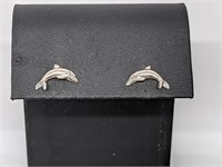 .925 Sterling Silver Dolphin Earrings