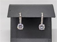 .925 Sterling Silver CZ Dangle Earrings