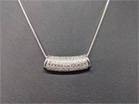 Sterling Diamond Dimpled Slide & Box Chain