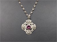 Crusaders Cross with Amethyst Stone & Matching Cha